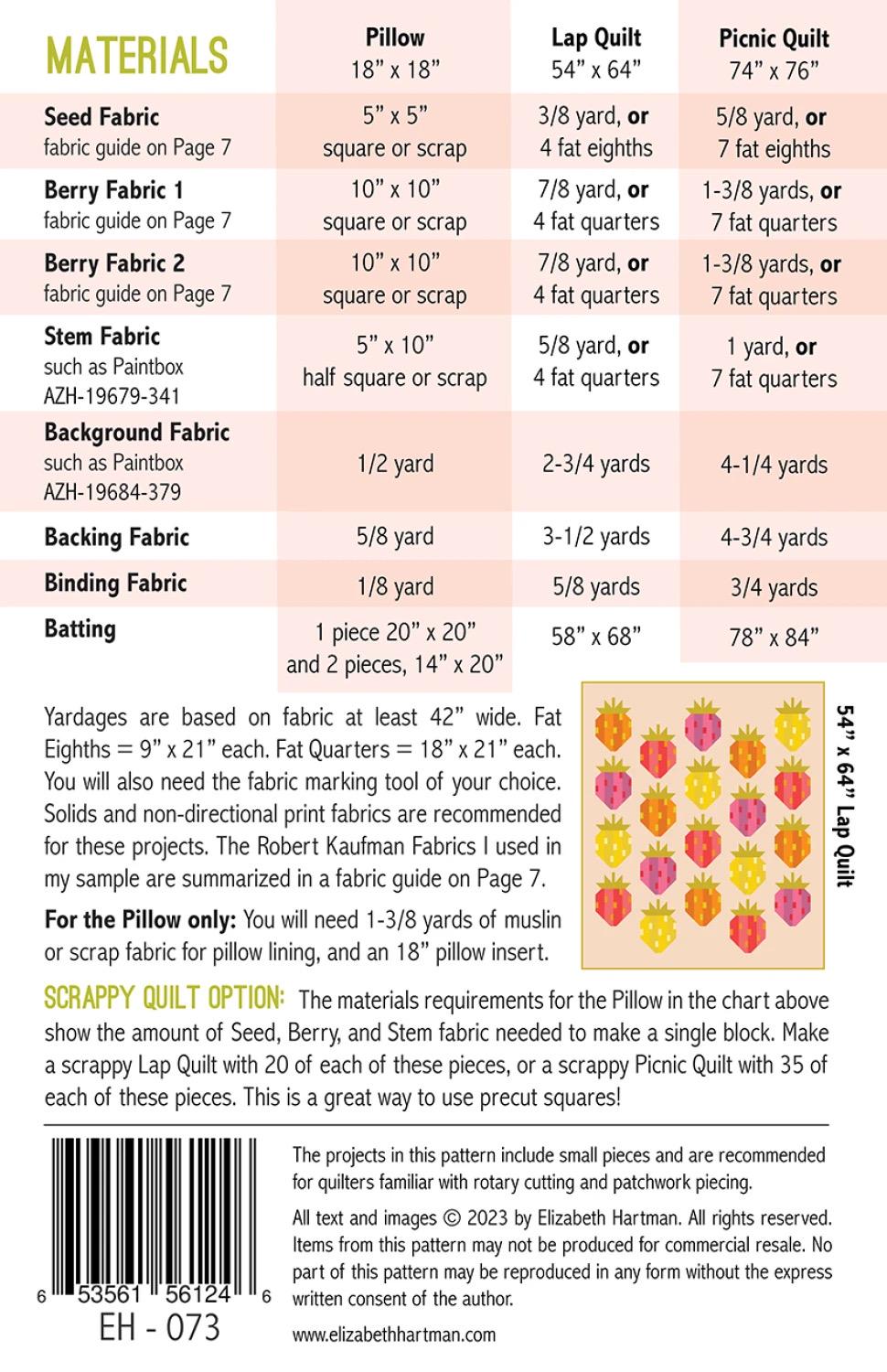Berry Season Quilt & Pillow Pattern by Elizabeth Hartman