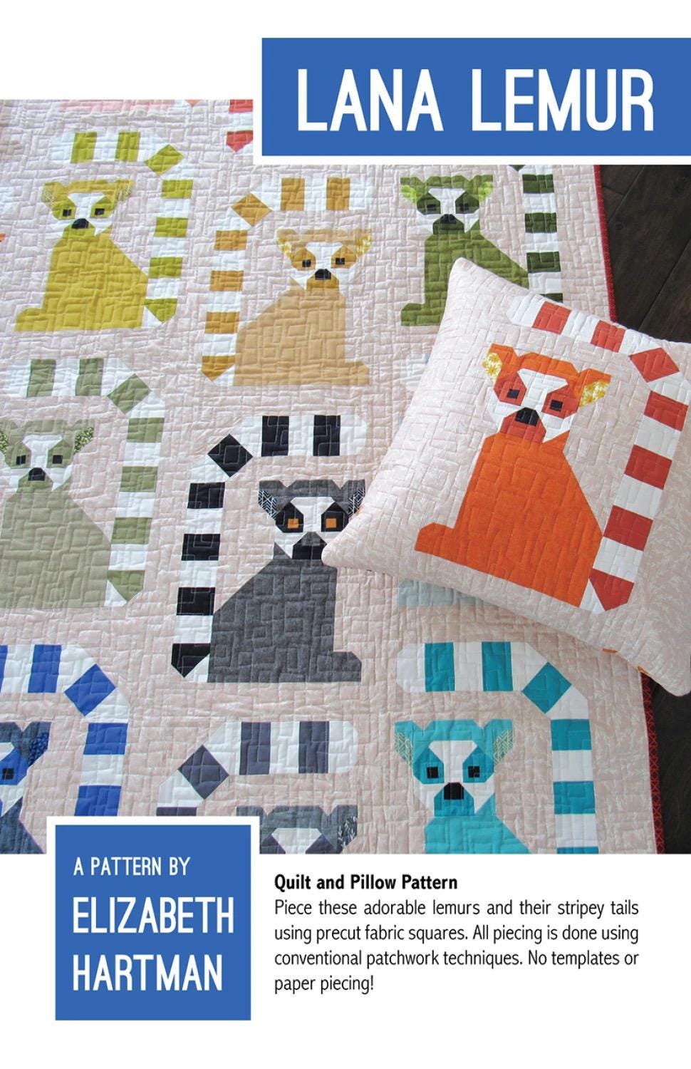 Lana Lemur Quilt & Pillow Pattern by Elizabeth Hartman