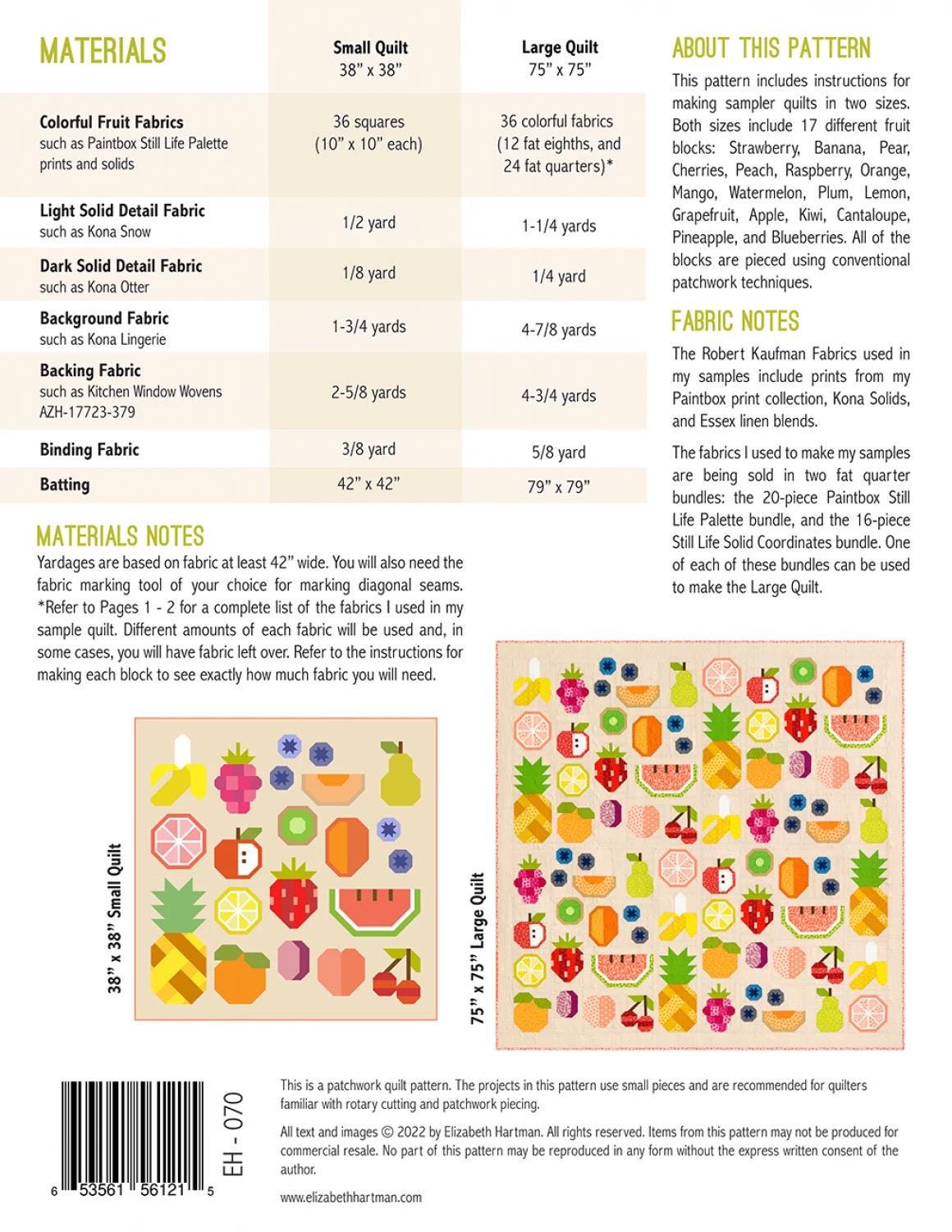 The Produce Section Quilt Pattern Quilt Pattern by Elizabeth Hartman