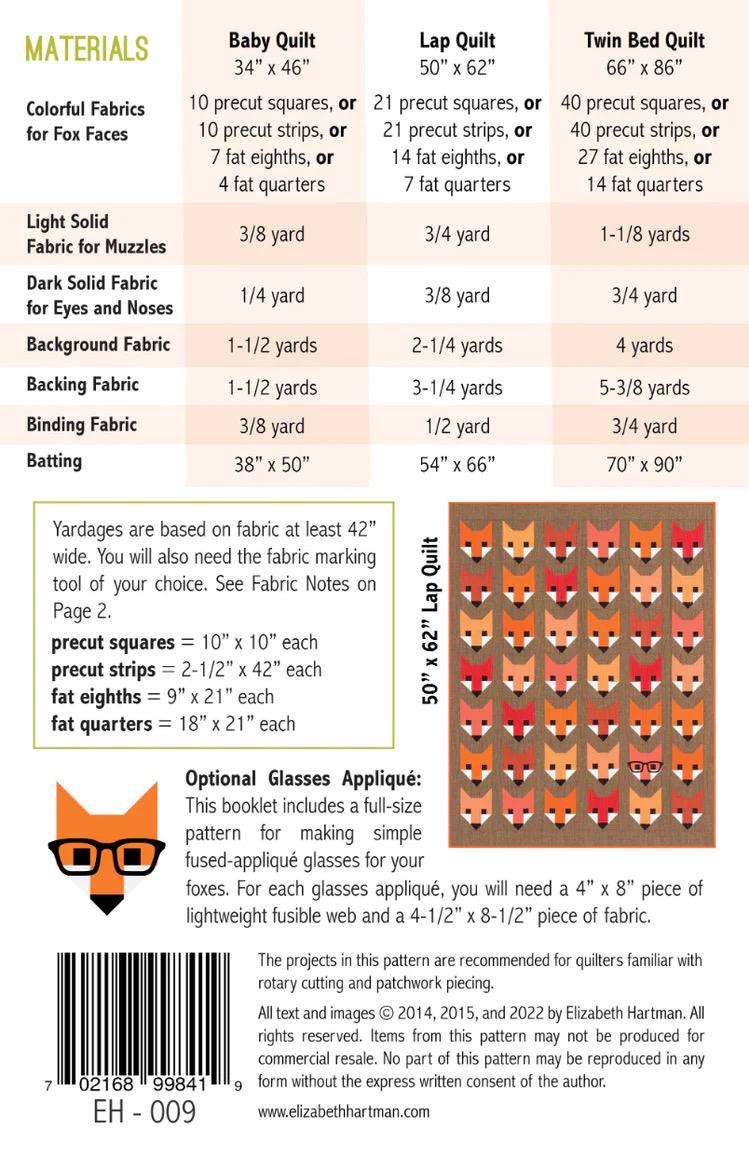 Fancy Fox Quilt Pattern by Elizabeth Hartman
