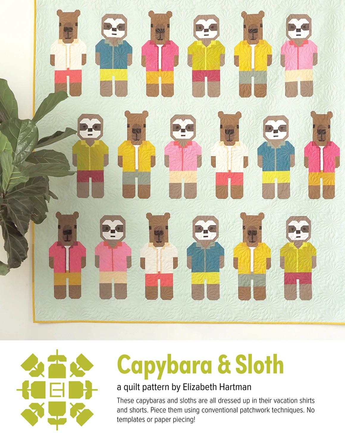 Capybara and Sloth Quilt & Pillow Pattern by Elizabeth Hartman