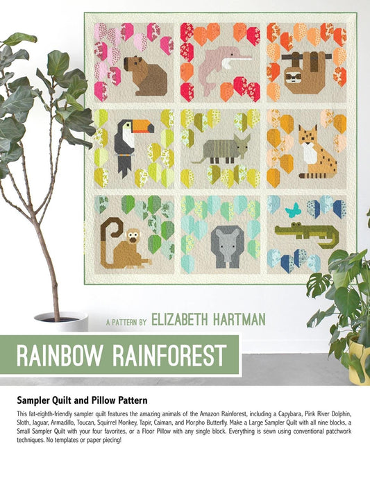 Rainbow Rainforest Sampler Quilt & Pillow Pattern by Elizabeth Hartman